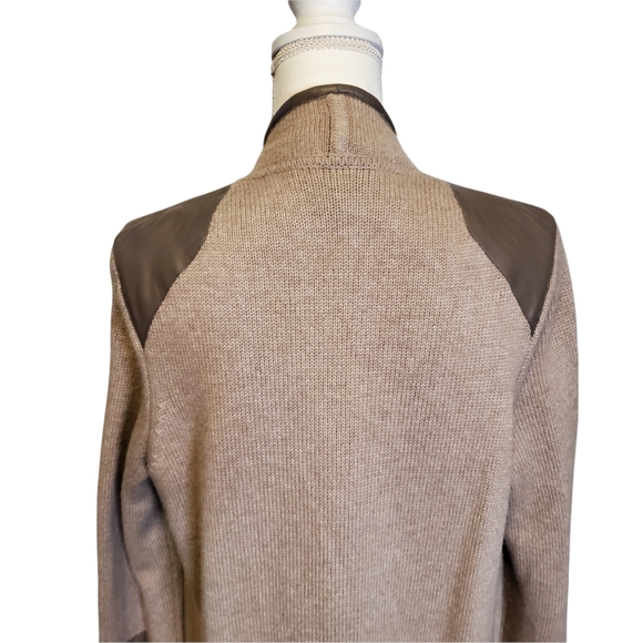 Sigrid Olsen Signature Open Front Cardigan Duster Leather Trim - Picture 8 of 12